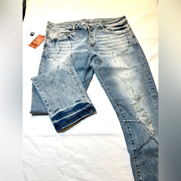 Crysp denim men’s distressed jeans with paint splatter size 38 - Picture 4 of 8
